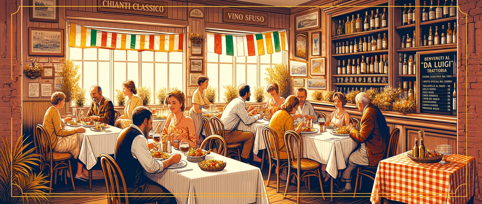 Italiensk trattoria interiör